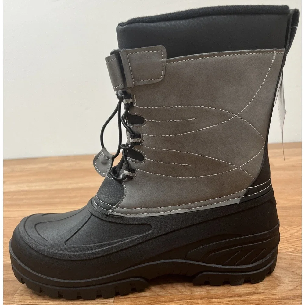 Totes Abrams Youth Winter Snow Boots Grey Big Boys Size 5 NEW